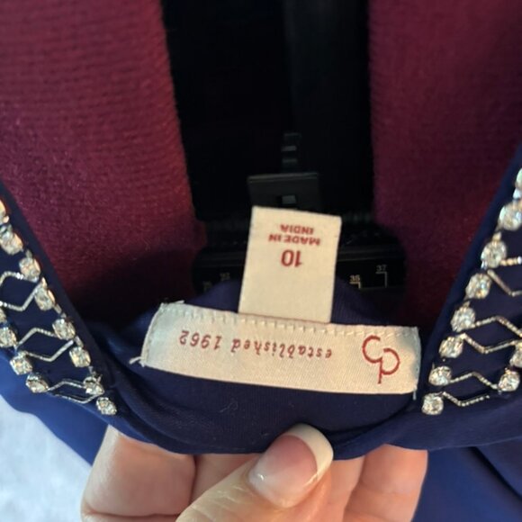 CB Established 1962 Dress Size 10 BLUE Asymmetrical Jeweled Straps Cocktail Wed - Picture 3 of 3